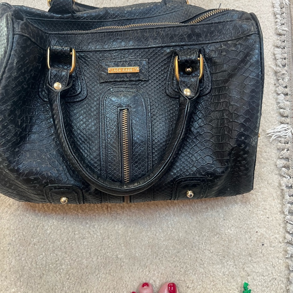 Jack Rabbit Black Leather Handbag
